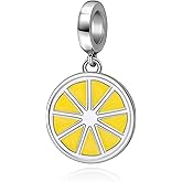 Yellow Lemon Slice Dangle Charms 925 Sterling Silver Love Fruits Hot Summer Charms for Pandora Bracelets Necklace