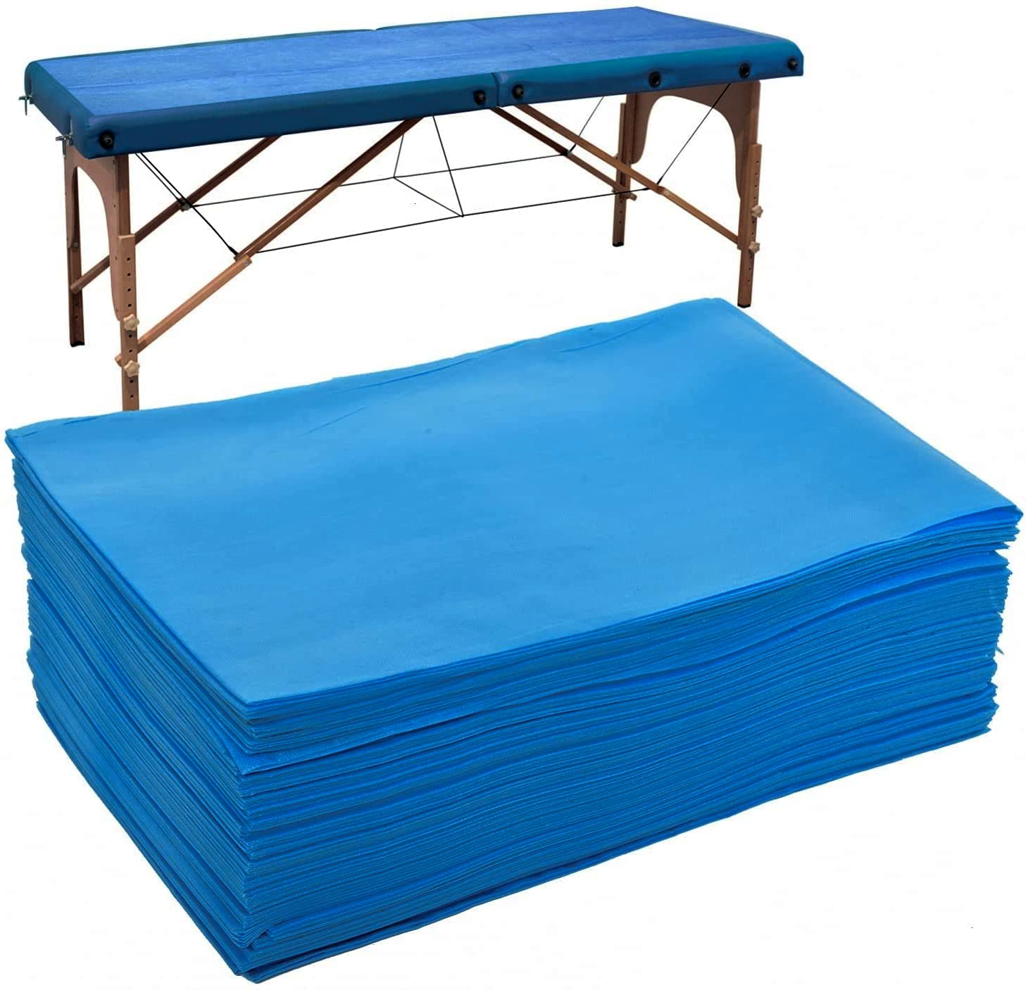 20 Pieces Disposable Non-Woven Bed Sheets Waterproof and Oil Proof Massage Table Sheets Thick Bed Cover Fabric Bed Pads for Spa Club Beauty Salon Hotels Tattoo Lash Bed, 70cm x 170cm (Blue)