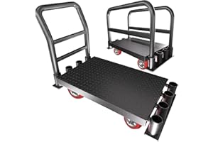 LOMIVE 2IN1 Heavy Duty Panel Truck Cart,42" x 24" Flatbed Cart w/1Front&2 Side Handrails,2200 lbs Capacity Drywall Cart&Lumber Cart, Platform Truck w/2 Swivel Casters, All-Steel Hand Truck,Push Cart