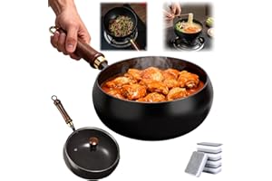Japanese Cast Iron Wok Pan with Lid, Uncoated Pure Iron Cookware, Smooth Deep Stir Fry Pan for Frying, Searing and Everyday C