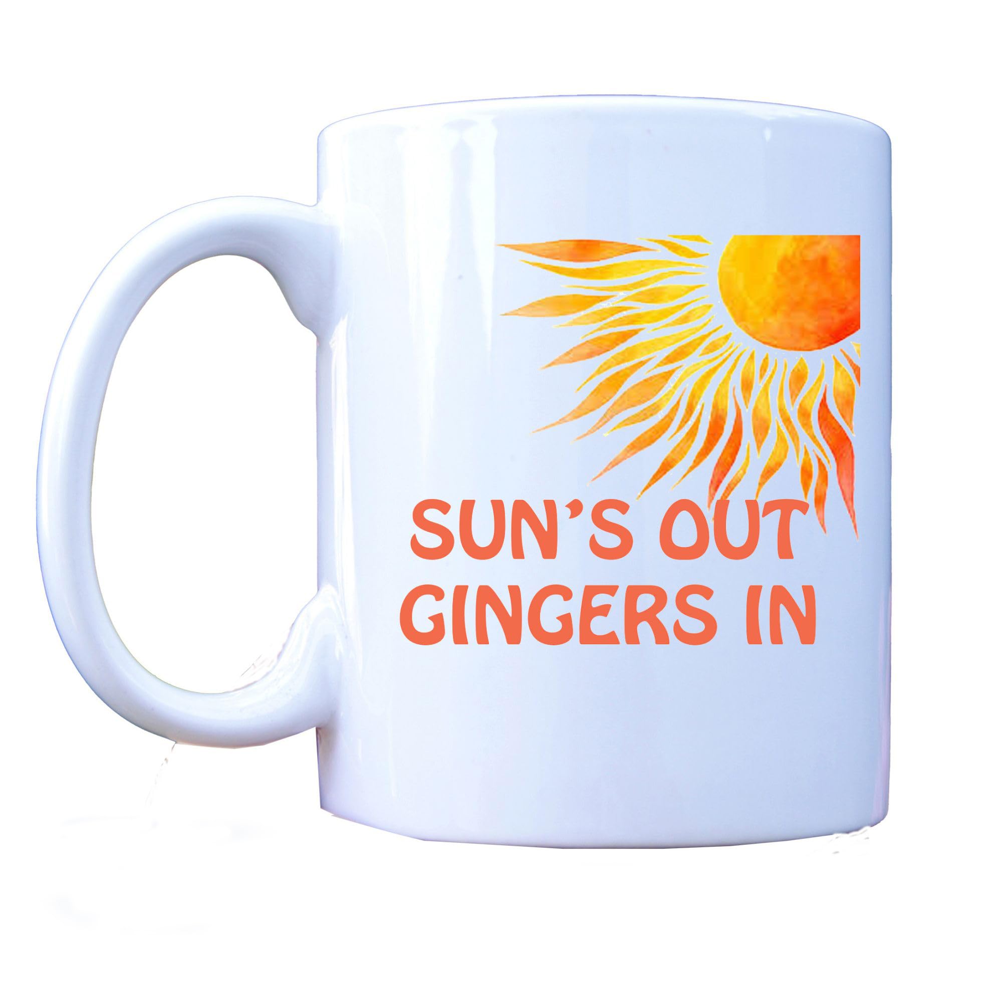 Suns Out Gingers in, Funny Novelty 11oz Tea/Coffee Mug, Gift, Office, Birthday