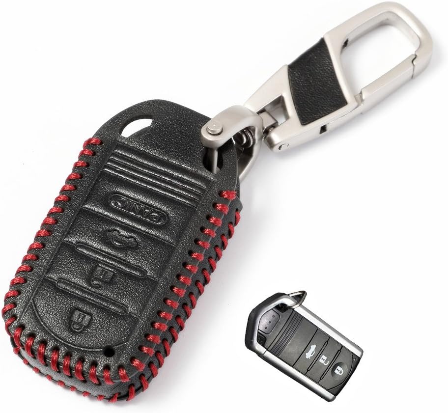 Genuine Leather fob Key Cover for Acura Accessories Keychain fit ILX TLX RLX RDX MDX NSX Key Chain case Holder Shell Bag (Old Style)