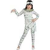 Egyptian Mummy Girls Costume with Scarabs - Tunic, Foam Collar & Printed Gems