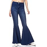 Anna-Kaci Women's Fashion High Waist Long Denim Bell Bottom Jeans Flared Pants