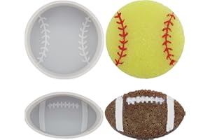 Flythww 2Pcs Set Freshie Molds, Circle Baseball and Football Car Freshie Molds, Oven Safe Silicone Molds Car Freshies Supplies Molds for Baking Aroma Beads, Resin, Candles, DIY Gifts, Home Decor