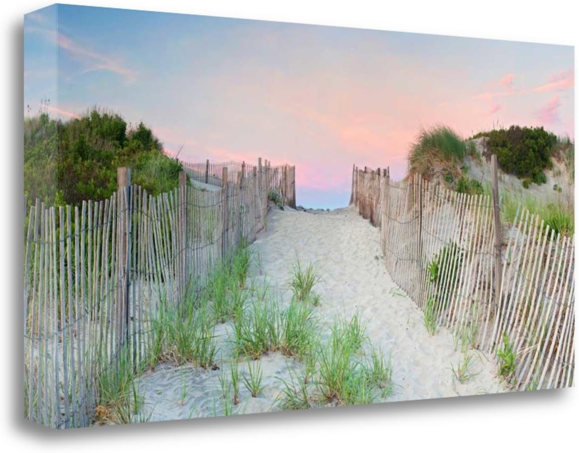 Tangletown Fine Art Crescent Beach Path Print on Gallery Wrap Canvas, 29 x 15, Multi