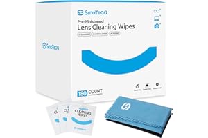 SmoTecQ Eyeglass Cleaning Wipes Kit – 180 Individually Wrapped Pre-Moistened Wipes + 2 Ultra-Soft Microfiber Cloths – Streak-Free & Scratch-Free for Glasses, Phones & Cameras