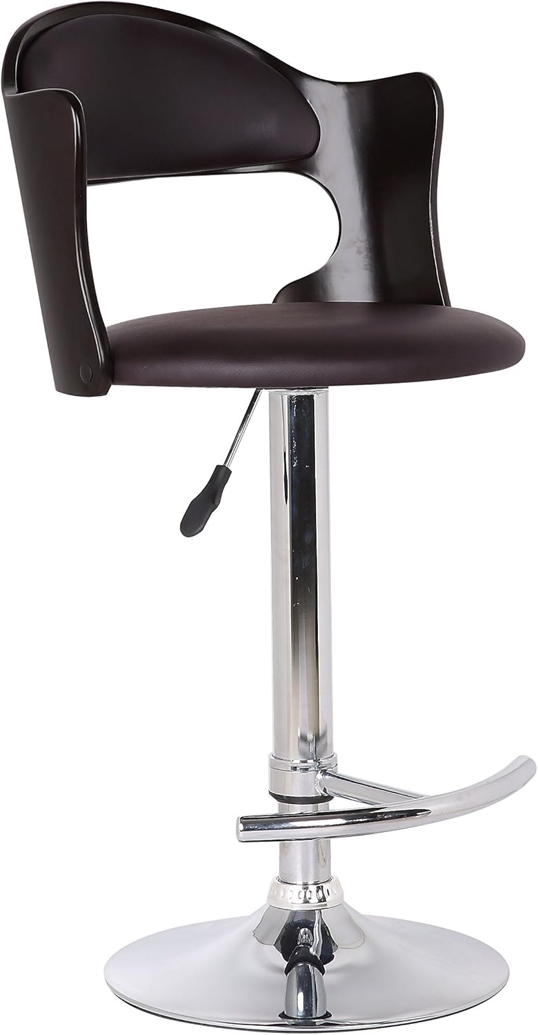 black base adjustable bar stool on Amazon Com Container Furniture Direct Modern Adjustable 360 Counter Gas Piston Bar Stool With Chrome Plated Base 1 Barstool Wood Dark Brown Furniture Decor