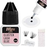 Higu clace Lash Glue Eyelash Glue DIY Waterproof Lash Cluster Glue | Eyelash Glue for Clusters 3s Strong Hold Long Lasting Waterproof&amp;No Irritation (Black 5ml)