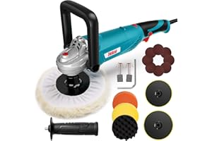 ENEACRO Polisher, Rotary Car Buffer Polisher Waxer, 1200W 7-inch/6-inch Variable Speed 1500-3500RPM, Detachable Handle Suitable for Boat,Car Polishing and Waxing