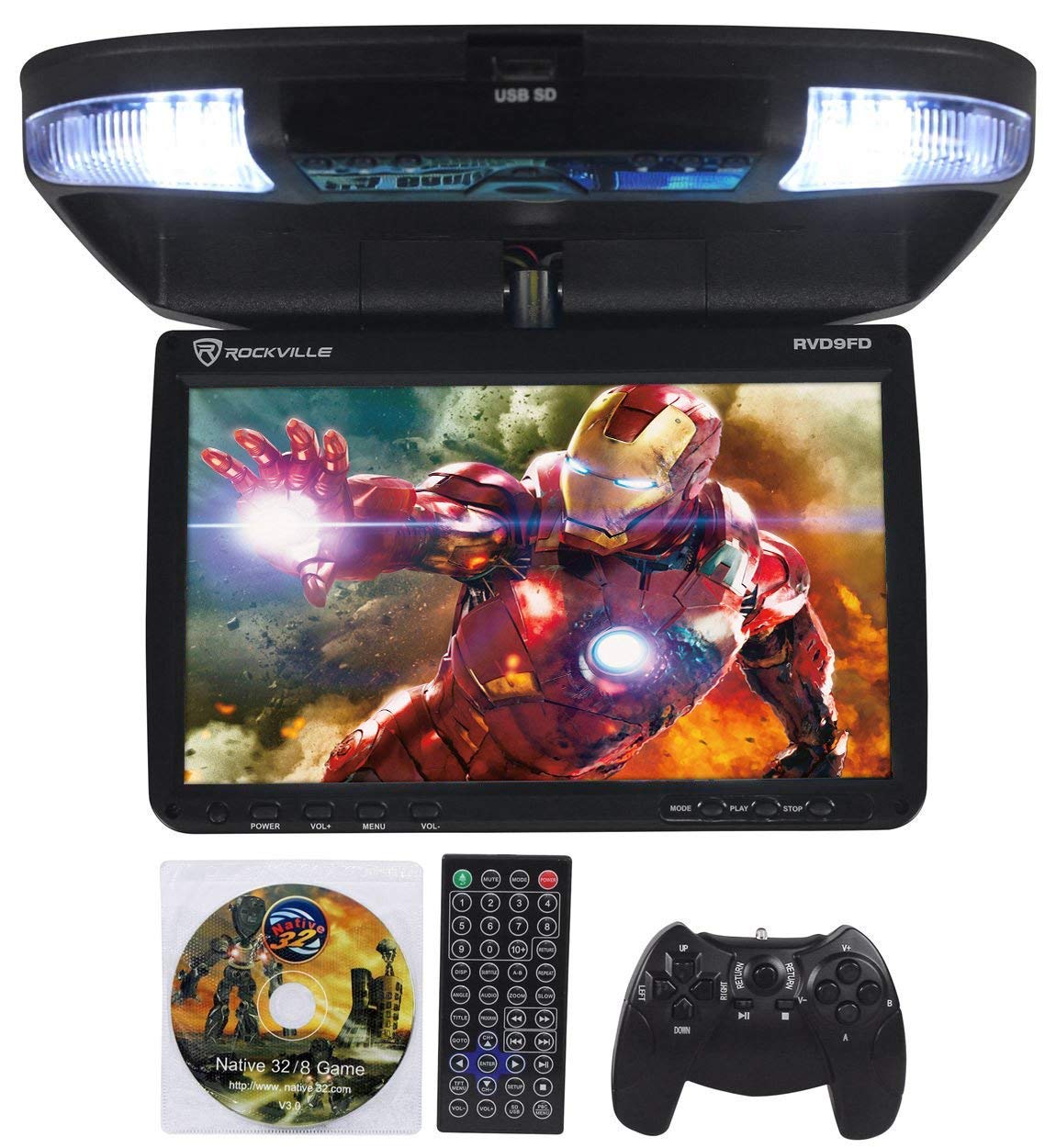 Amazon.com: Convenient Ouku 9 Inch Roof Mount Car DVD Player With Wireless  Game Controller: Car Electronics