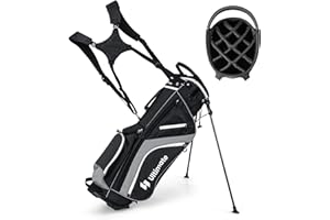 Tangkula Golf Stand Bag with 14 Way Top Dividers, Lightweight 6 Pockets Golf Club Bag with Cooler Bag, Adjustable Dual Strap & Rain Hood, Golf Carry Bag for Men & Women