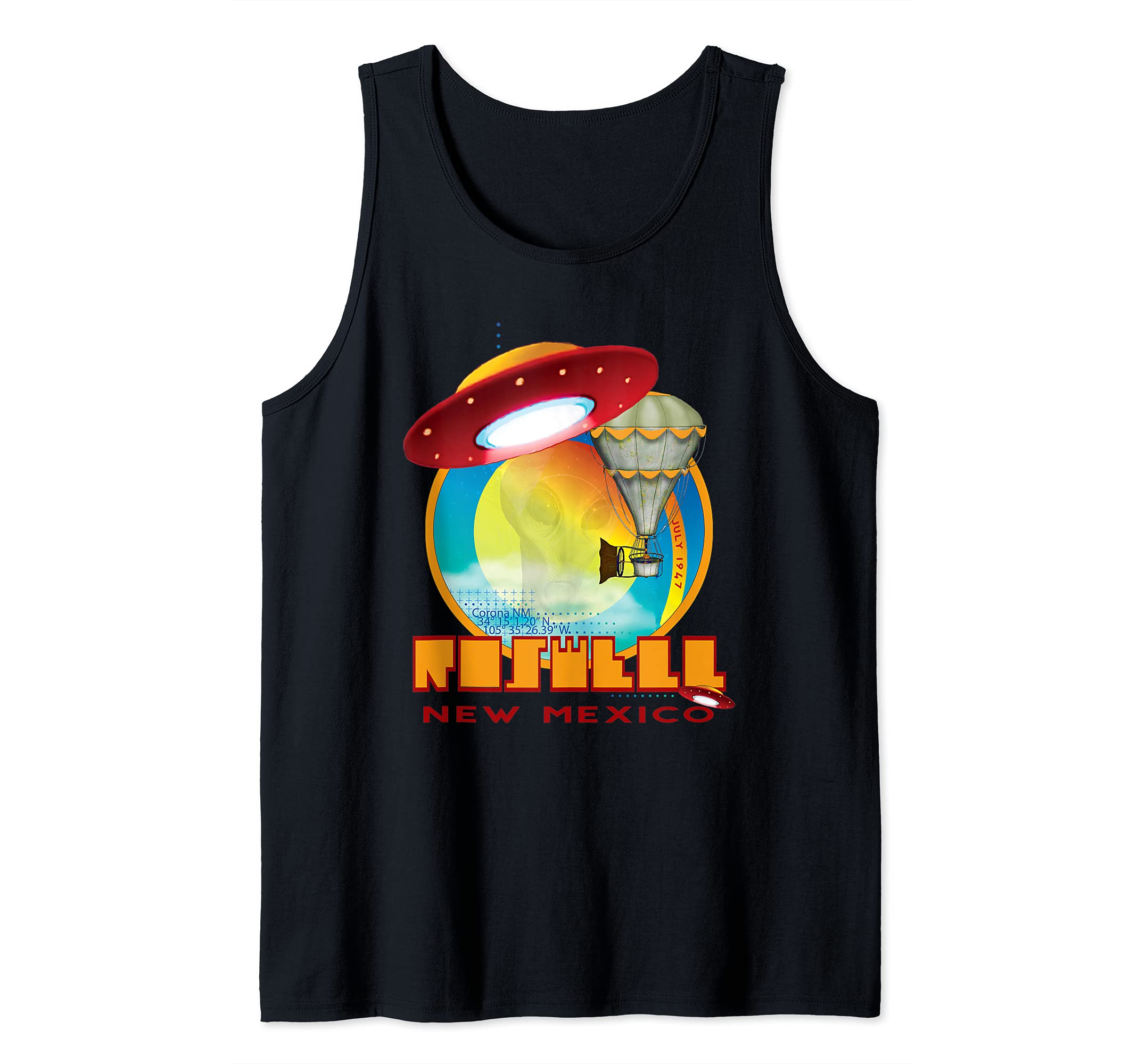 Retro Roswell New Mexico Alien Spaceship Airship Souvenir Tank Top