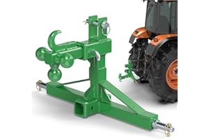 Green 3 Point Quick Hitch Dual 2” Receiver with Trailer Ball Hitch and Hook, 3 Point Trailer Hitch for Standard/5th Wheel/Goo