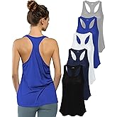 Women's 5 Pack Everyday Flowy Burnout Racer Back Active Workout Tank Tops