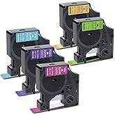 Pristar Compatible Label Tape Replacement for Dymo D1 Colorpop 12mm 0.47" Tapes Work with DYMO COLORPOP Label Maker LabelManager 160 280 360D 420P PnP, Purple/Pink/Blue/Green/Gold Glitter, 5-Pack