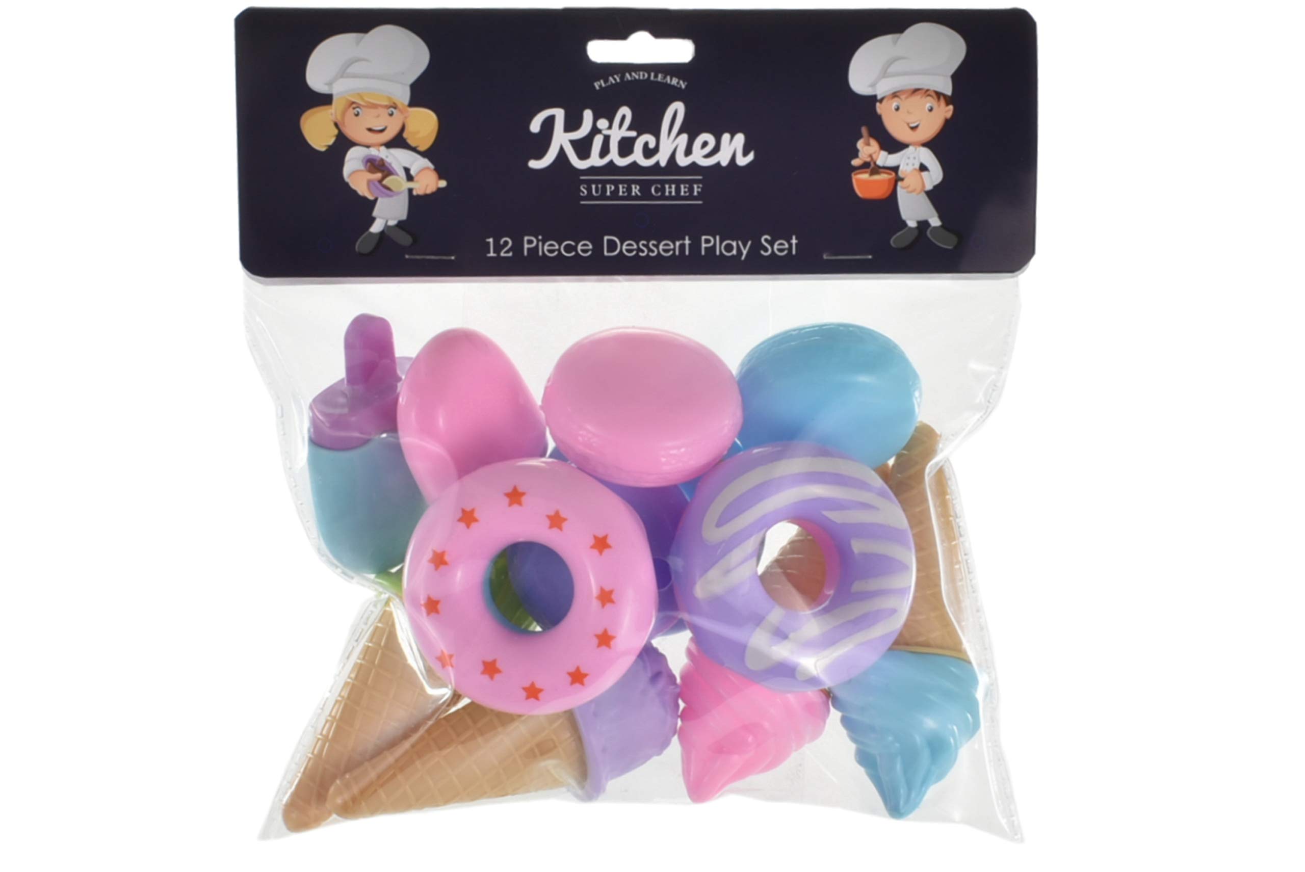 KandyToys 12 Piece Pretend Play Ice Cream Kitchen Toy Food Set | Kids Toys