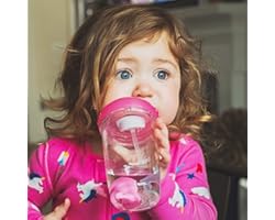 Nuby Tritan No-Spill Trainer Cup with Silicone Spout & 360 Weighted Straw with Hygienic Cover
