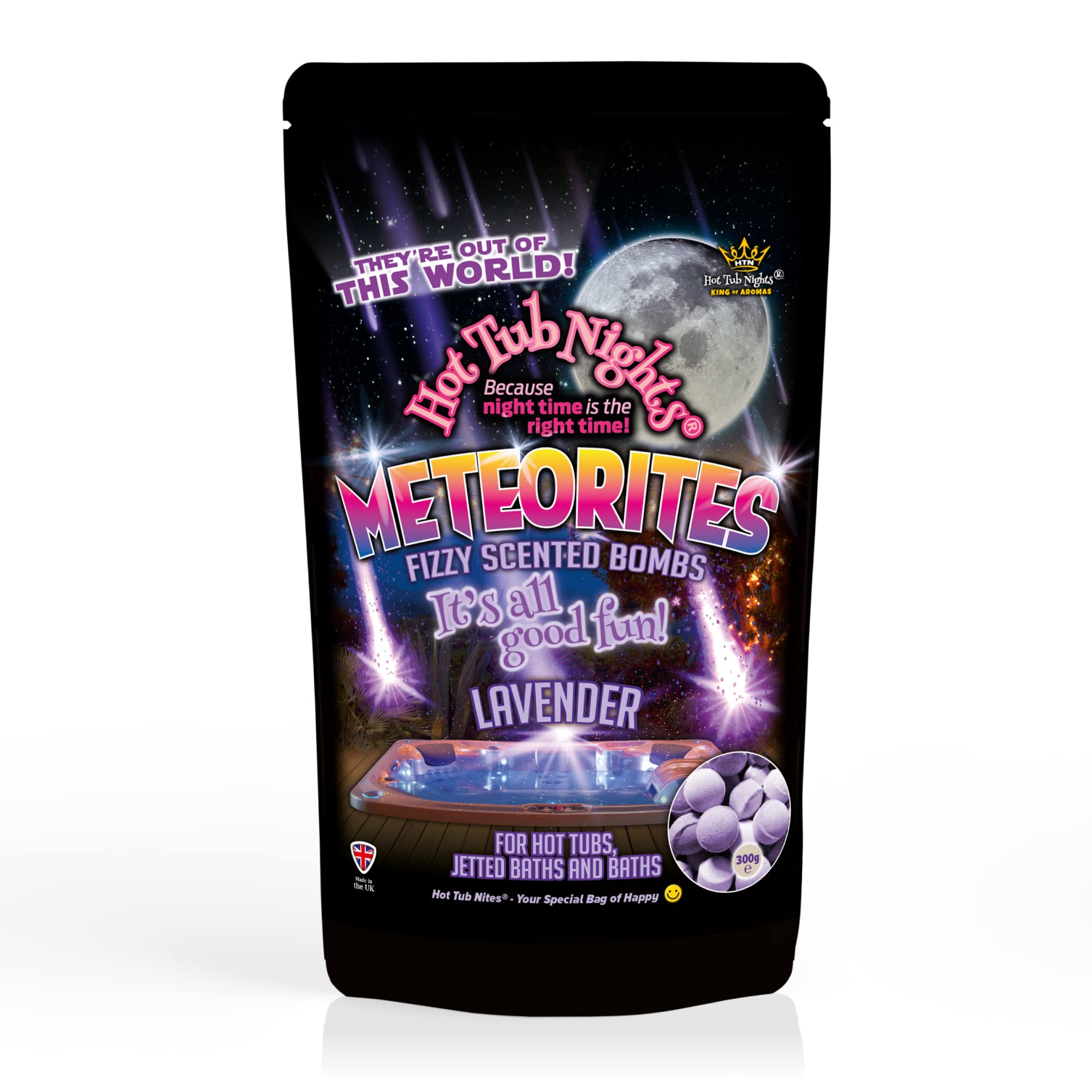 Hot Tub Nights Aromatherapy Meteorites, Fizzy Scented Bombs Lavender 1 x (300g)