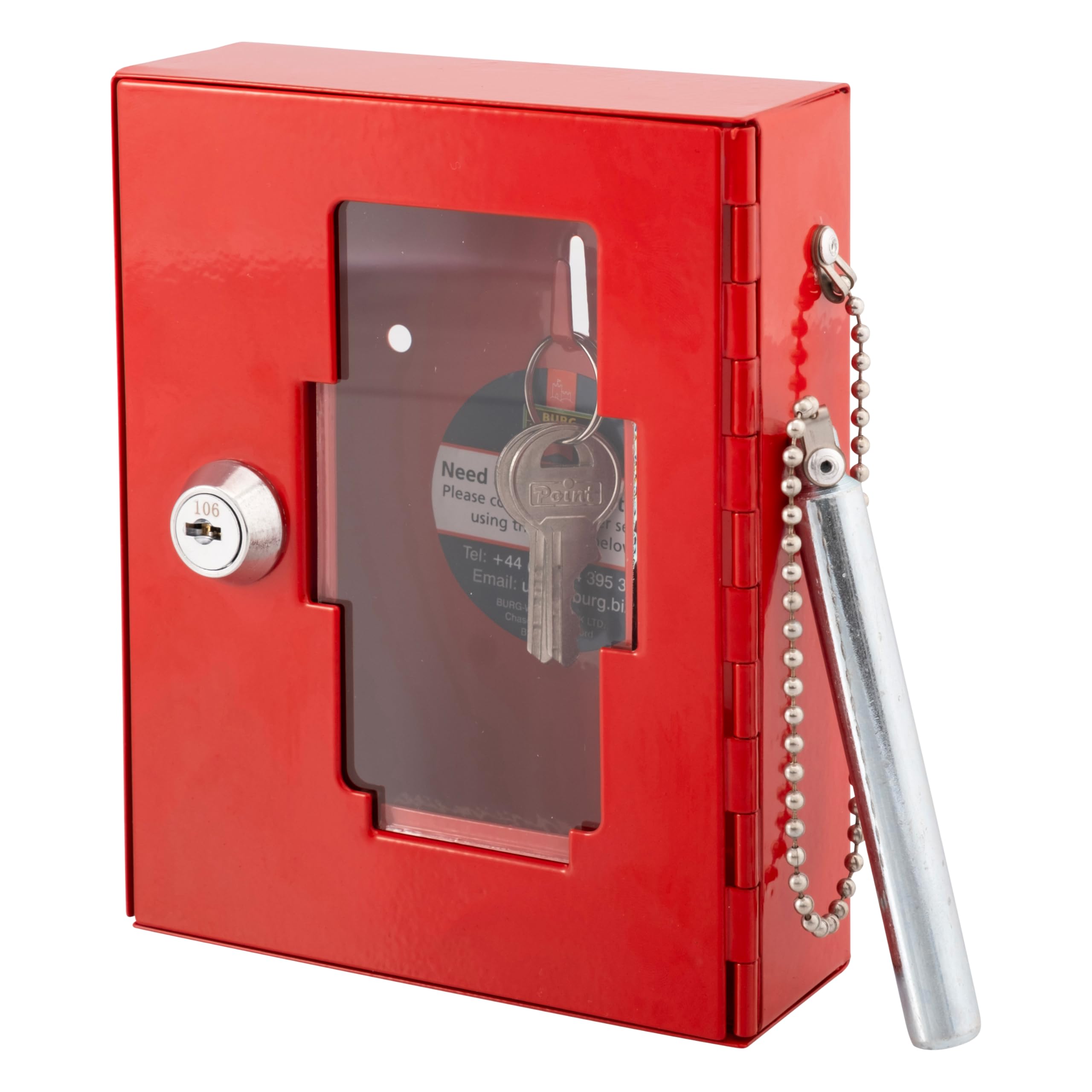 Sterling EB01 Emergency Key Box, with Brak Glass Hammer,Red,120mm x 150mm x 40mm