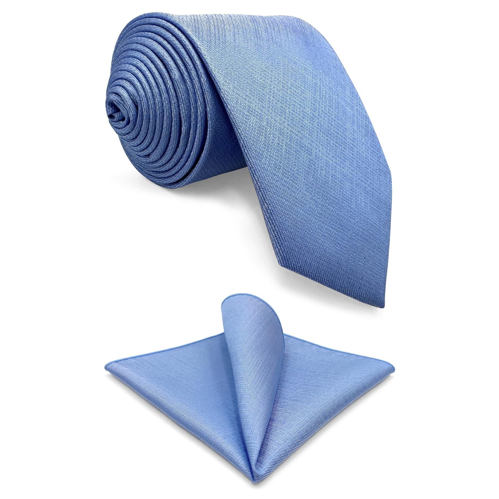 Shlax&Wing Baby Blue Solid Color Mens Necktie Tie Set Skinny Extra Long Business Classic