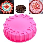 OMDBAGD Birthday Cake Molds for Baking Silicone Cake Pan Tools，Non-stick Cheese Reusable and Durable Pastry Mould for Dessert, Cookie, Bread, Pudding, Jelly, Chocolate and More（Pink、7.9in）