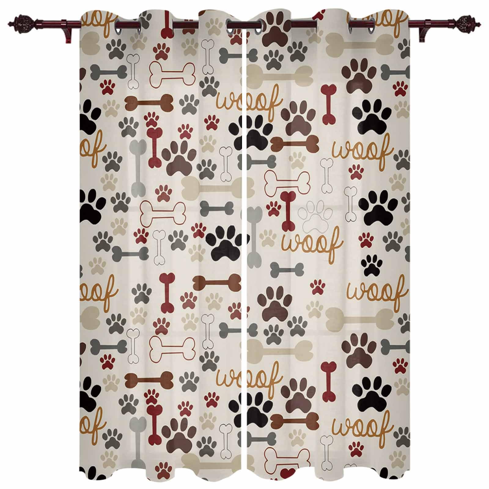 T&H Home Draperies & Curtains, Cutly Dog Pug for Pet Lover Window Curtain, 2 Panel Curtains for Sliding Glass Door Bedroom Living Room, 54" W by 39" L
