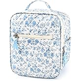 Aileam Lunch Box Lunch Bag for Women Cute Girls Insulated Womens Lunch Bag For Work Quilted Large Capacity Reusable Insulated Cooler for Work School Picnic Travel, Blue Flower