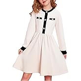 Yhnslsf Girls Long Sleeve Fall Winter Dress, Button Knit A Line Casual Princess Dresses Holiday Clothes for Girl 8-12Y