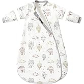 Baby Sleep Sack 6–12 Months, 2.5 TOG Warm Cotton Sleep Sack with Detachable Long Sleeves, Winter Wearable Blanket for Cold Nights, 2-Way Zipper Toddler Sleeping Sack, Hot Air Balloon