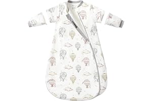 USBETTAS Baby Sleep Sack 3–6 Months, 2.5 TOG Warm Cotton Sleep Sack with Detachable Long Sleeves, Winter Wearable Blanket for Cold Nights, 2-Way Zipper Toddler Sleeping Sack, Hot Air Balloon