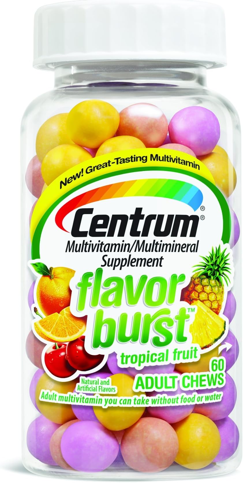 Centrum Flavorburst Adult Chews Tropical Fruit, 60 Count (Pack of 3)