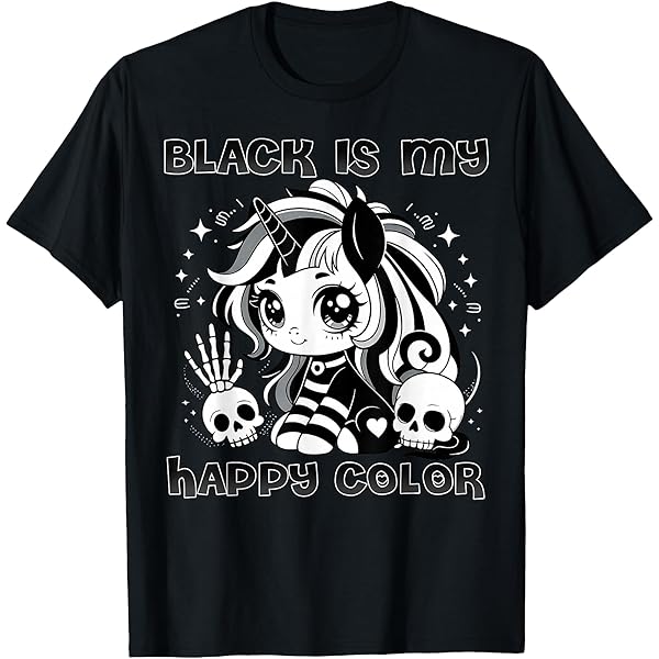Amazon.com: Black is My Happy Color Goth Girl Emo Gothic Unicorn T