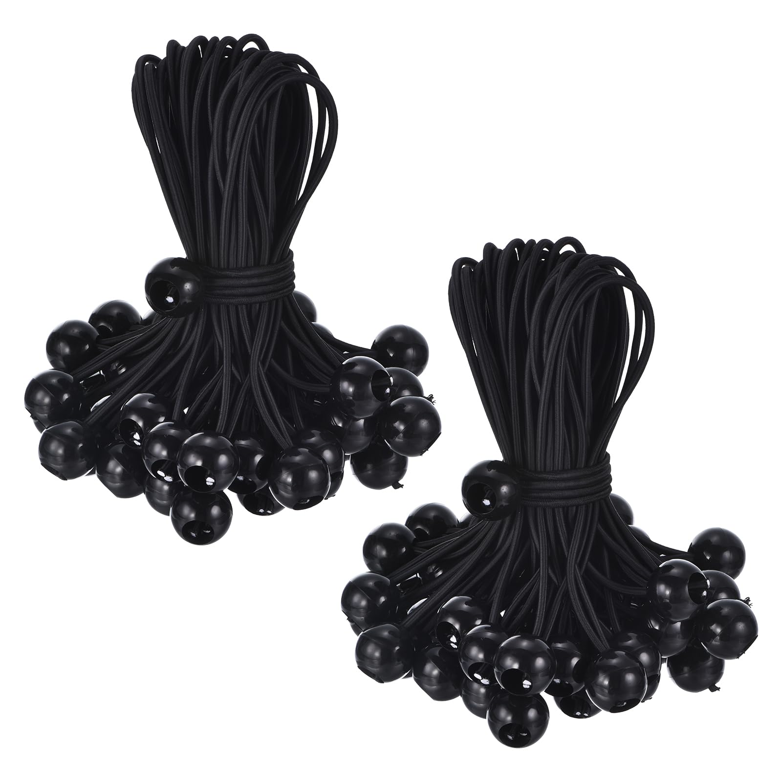 PATIKIL 9 Inch Tarp Ball Bungee Cord, 100 Pack Bungee Cords with Balls Canopy Tarp Tie Downs Cords Elastic String for Outdoor Camping Cargo Shelter Tent Poles, Black
