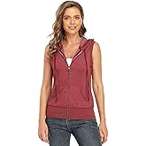 MISS MOLY Women's Sleeveless Hoodies Sweatshirt Basic Solid Zip Up Vest Hoodie with Pockets