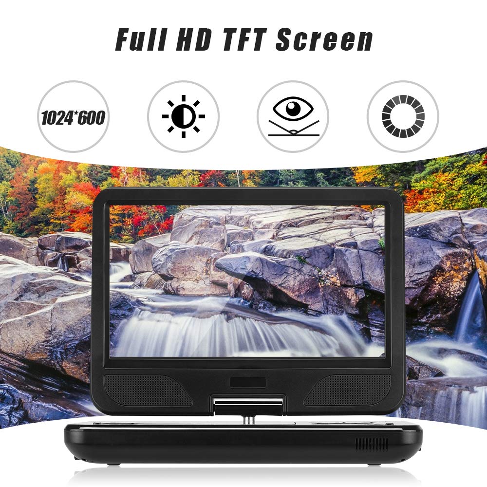 DR. J Professional 12.5" Portable DVD Player with 5 Hours Rechargeable Battery, 10.1" Internal