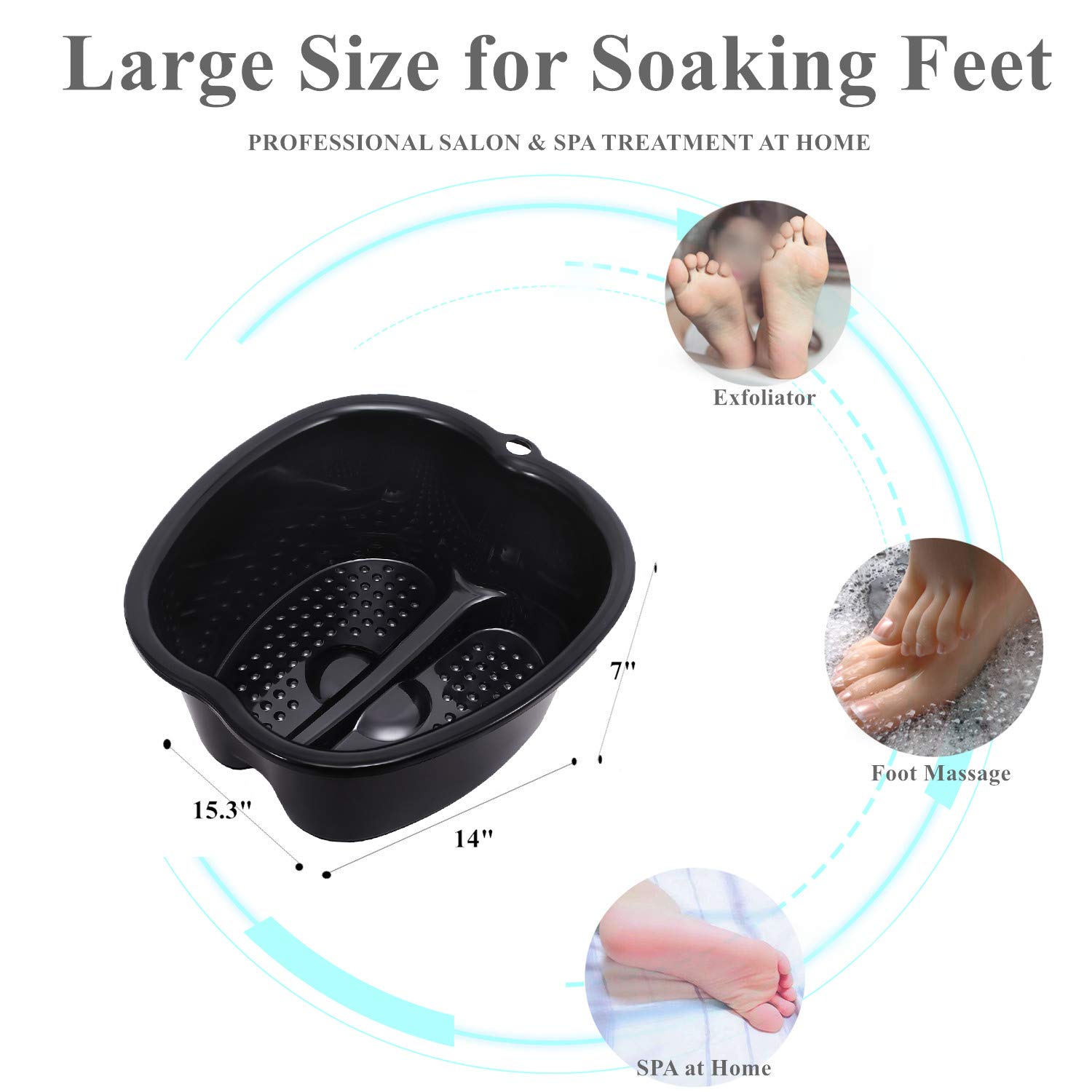 Foot Soaking Bath Basin - Large Foot Soaking Tub Foot Bath Spa Wash Basin Foot Bucket Foot Soaking Tub Feet at Home(Black): Beauty