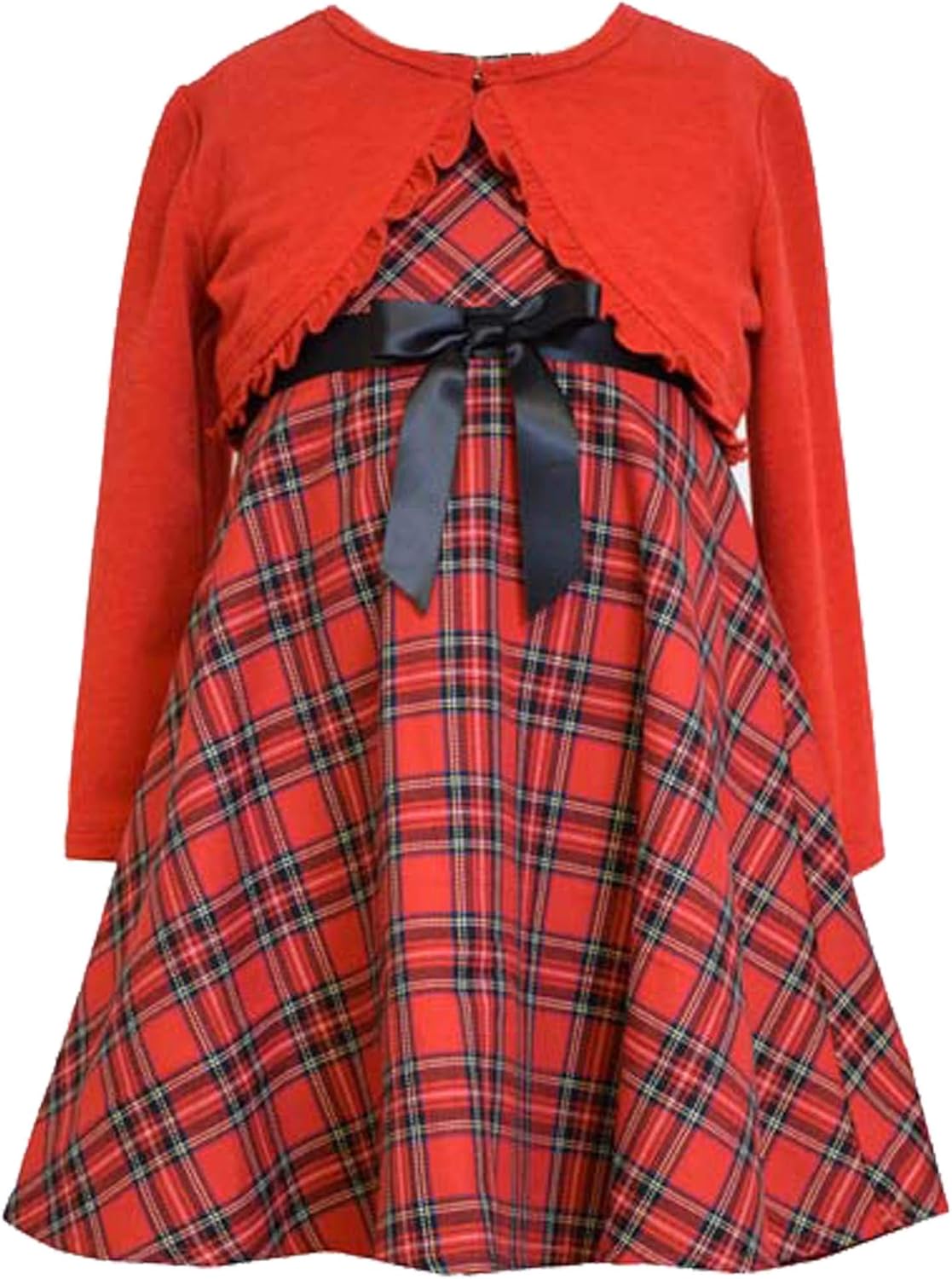 red and black tartan dress