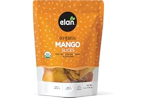 Elan Organic Dried Mango Slices, 4.4 oz, Sulphite-free, No Sugar Added, Non-GMO, Vegan, Gluten-Free, Kosher, Healthy Dried Fruit Snacks