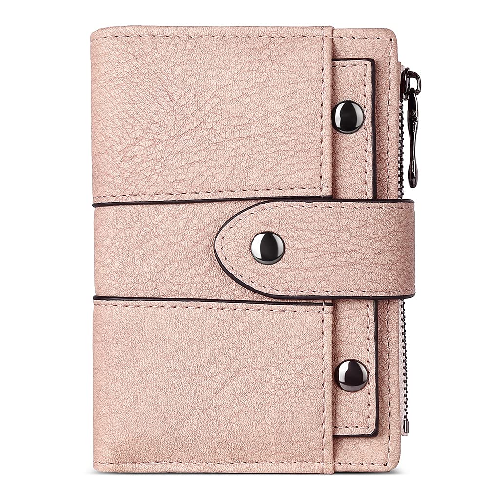 CLUCI Small Wallet for Women Leather Bifold Multi Mini Card Holder Organizer Designer Ladies Zipper Coin with Removeable ID Window