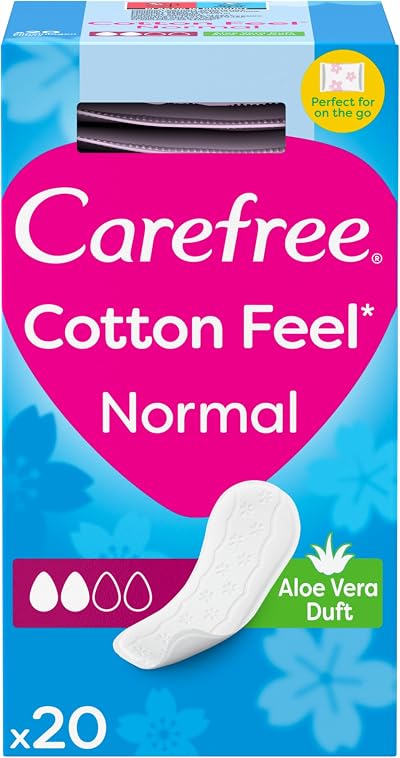 Carefree Cotton Feel Panty Liners with Aloe Vera 20 Pack