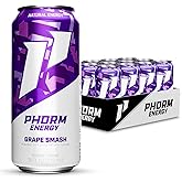 Phorm Energy Drink, Grape Smash Flavor, 200 MG Natural Caffeine From Green Tea, Sugar Free Carbonated Drink With Electrolytes & Vitamin B12, Dairy & Gluten Free, Vegan, 16 FL Oz Cans, 12 Pack