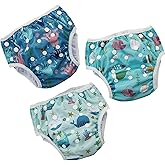 HappyFlute Swim Diapers–Reusable Infant Boy Swimsuit & Swimwear for Newborns,Toddlers(0-3years,10-40lbs)–Perfect Baby Swim Diapers for Beach&Pool Time (Ocean Blue)