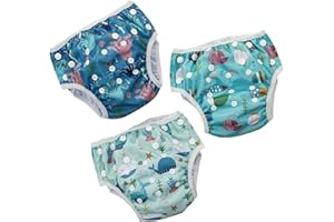 HAPPY FLUTE HappyFlute Swim Diapers–Reusable Infant Boy Swimsuit & Swimwear for Newborns,Toddlers(0-3years,10-40lbs)–Perfect Baby Swim Diapers for Beach&Pool Time (Ocean Blue)