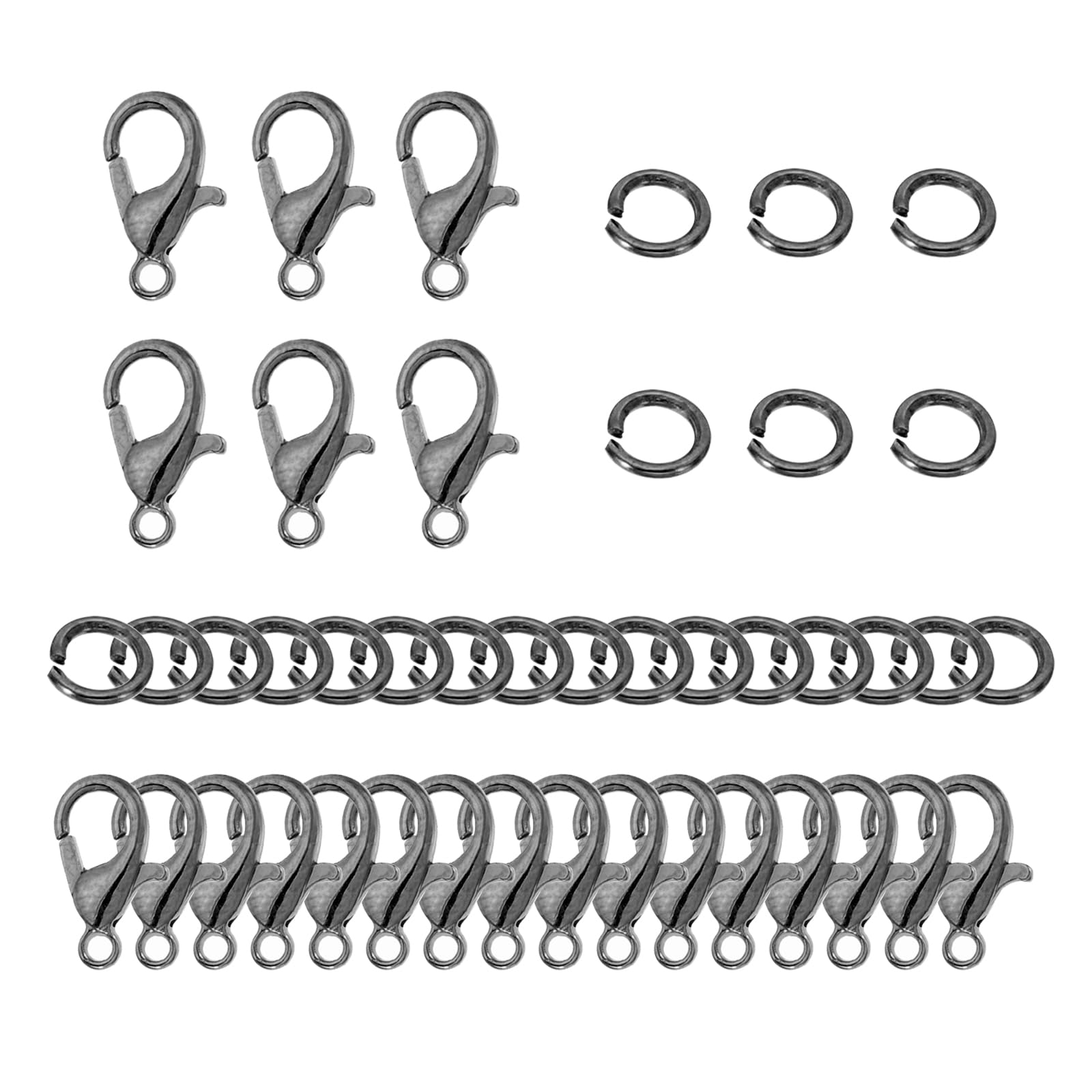 PATIKIL Jewelry Making Accessories Set, 100 Pcs Lobster Clasp 400 Pcs Open Jump Ring for Jewelry DIY, Black
