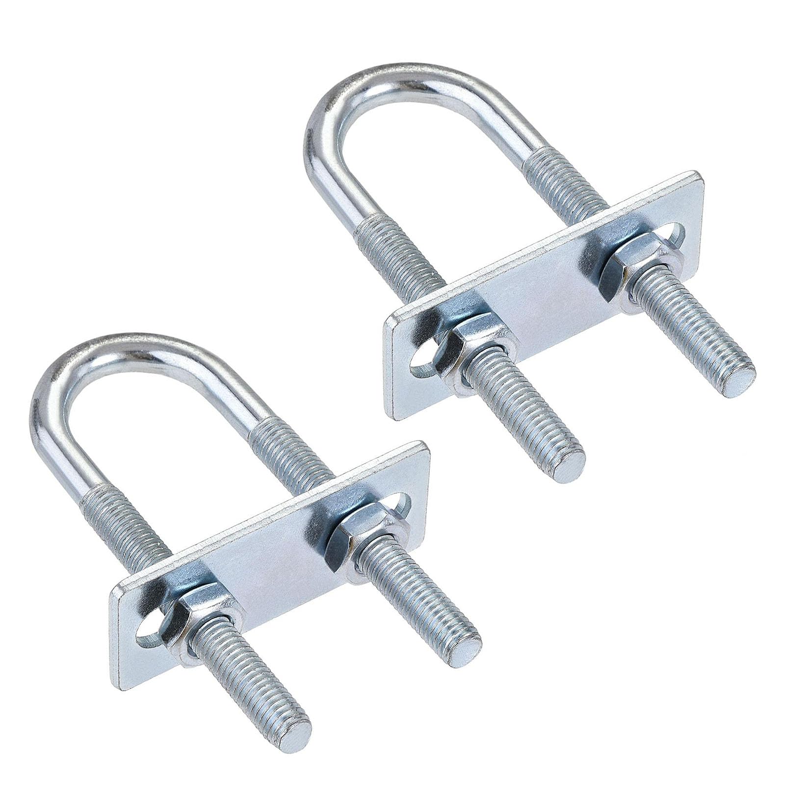 TA-VIGOR 2 sets M8 Round U-Bolts, 25mm Inner Width 90mm Length Steel U-Bolts with Nut, Plate for Attaching Piping Conduit Cable Tube Brackets Boat Trailer