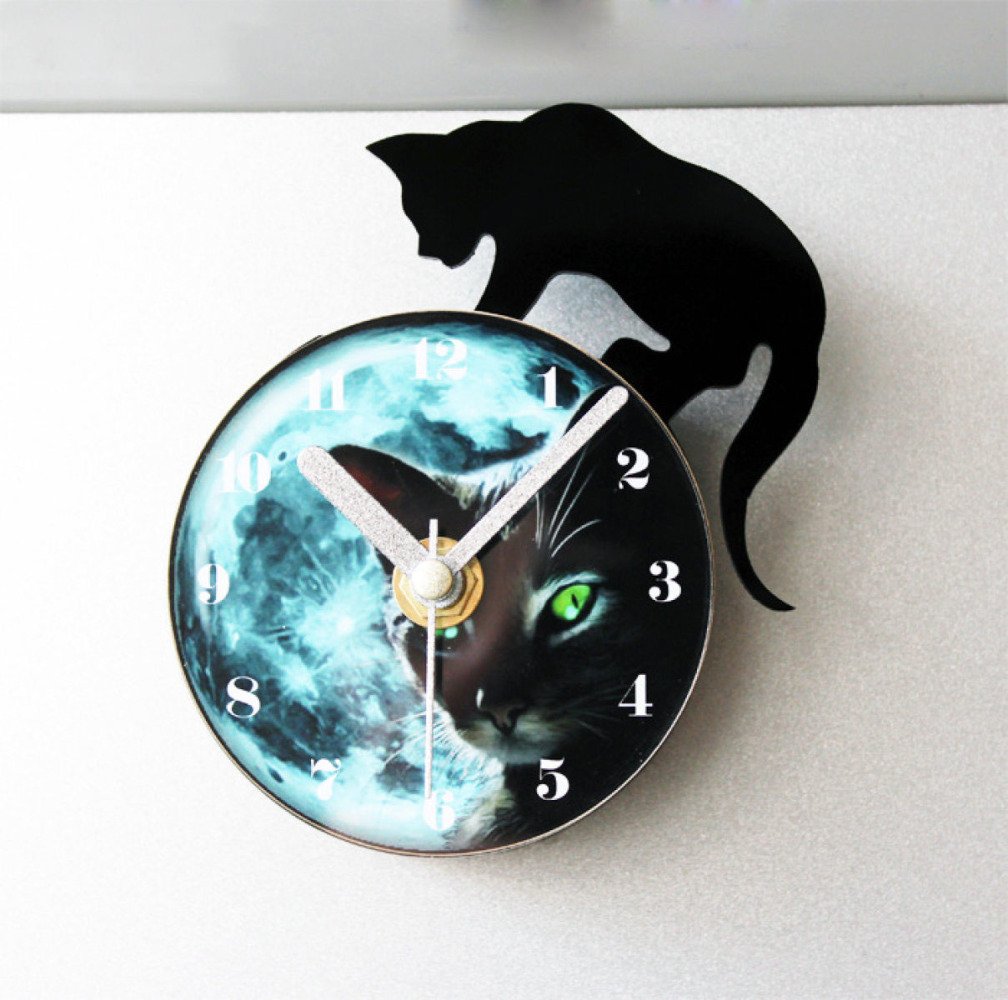 ffeei Moda Creativa Noche Duende Gatito Reloj De Nevera Deleite ...
