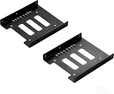 RHINORO 2x 2.5 to 3.5 Inch Metal SSD HDD Mounting Frames Kit w/ Screws