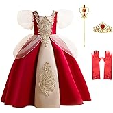 Princess Queen of Hearts Costume for Girls Christmas Halloween Cosplay Dress Birthday Party Outfit with Accessory for 3T-12