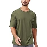 netdraw Men's Oversized Bamboo Viscose Cotton T-Shirt Loose Fit Casual Solid Basic Crewneck Short Sleeve Tee